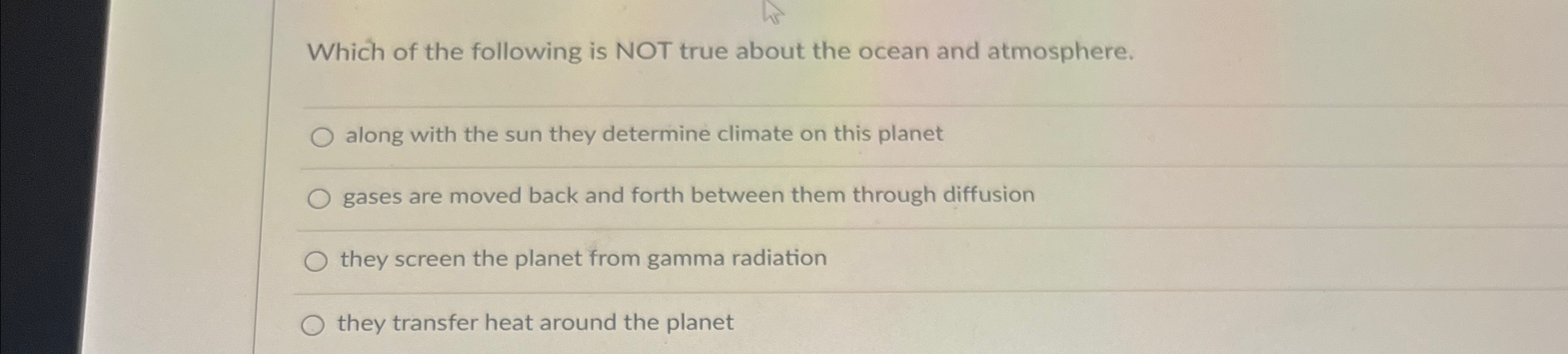 Solved Which of the following is NOT true about the ocean | Chegg.com