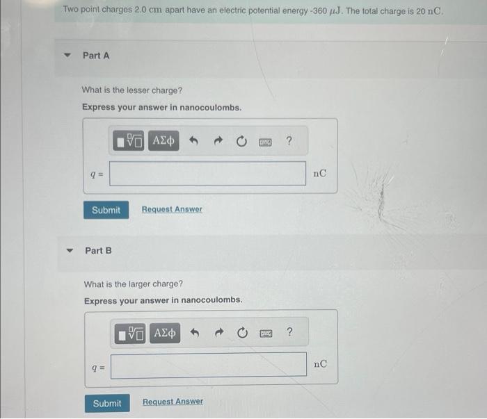 Solved Two point charges 2.0 cm apart have an electric | Chegg.com