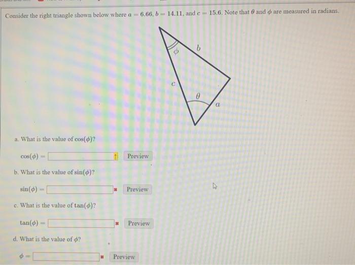 Solved Consider the right triangle shown below where a | Chegg.com