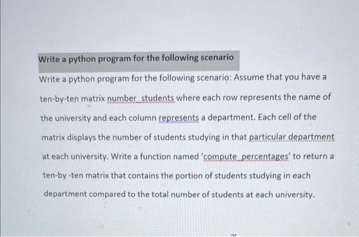 write a case study that require building a python program