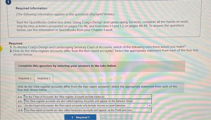 Required information [The following information | Chegg.com