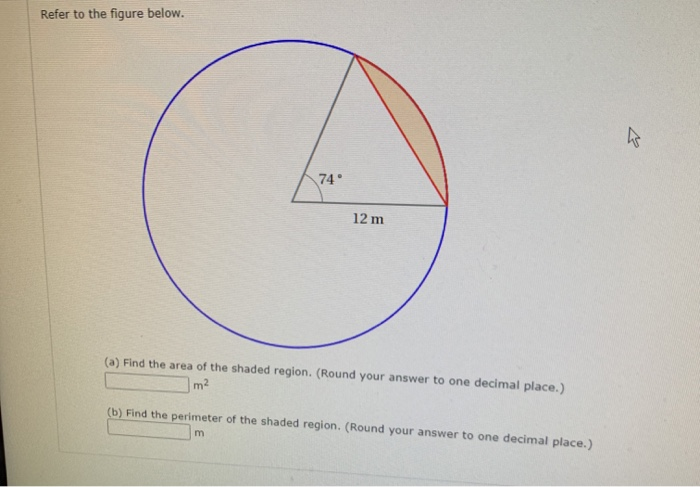 Solved Refer to the figure below. 74 12 m (a) Find the area | Chegg.com