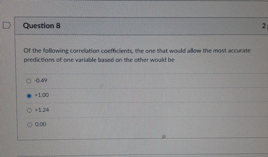 Solved Question 8 2 Of the following correlation | Chegg.com