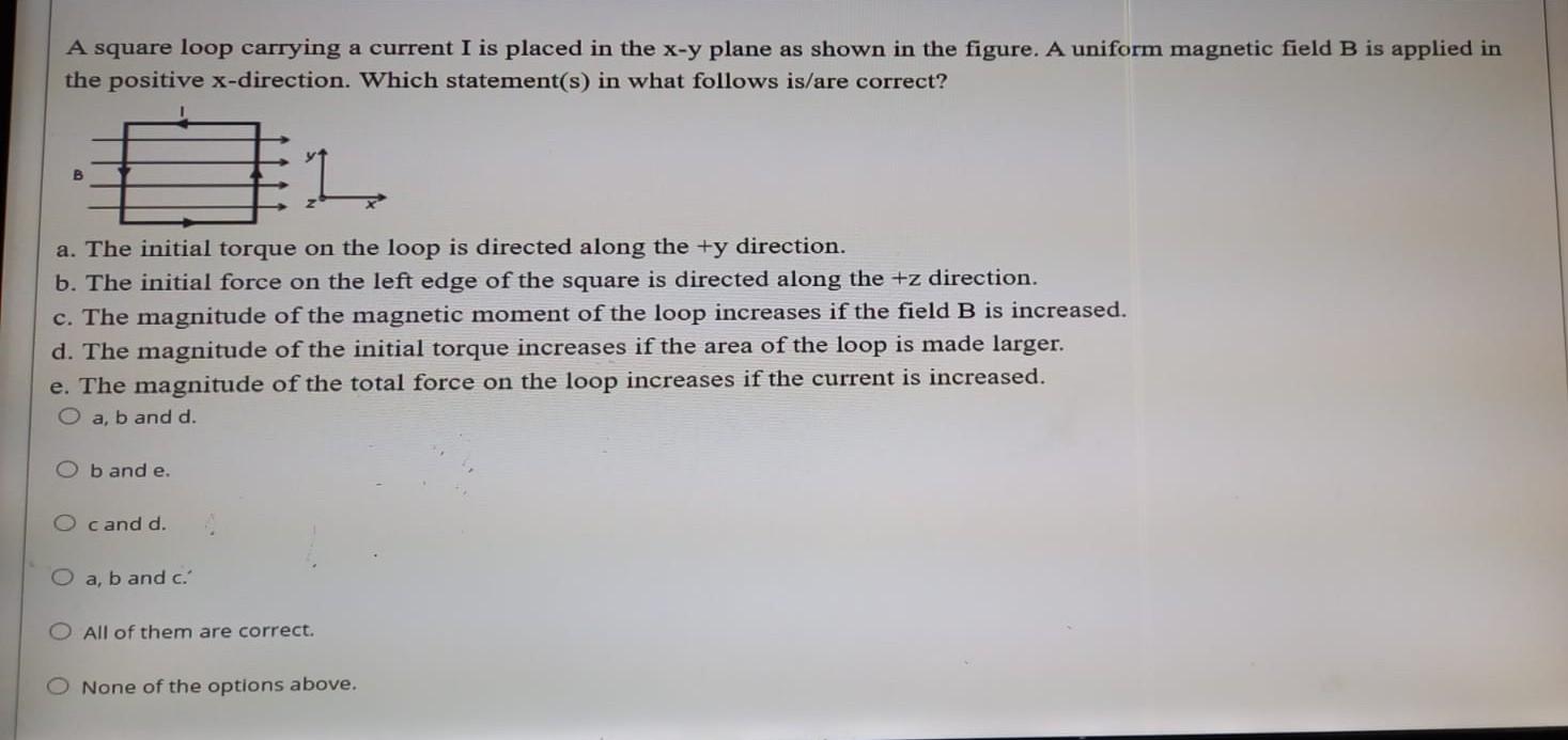 Solved A square loop carrying a current I is placed in the | Chegg.com