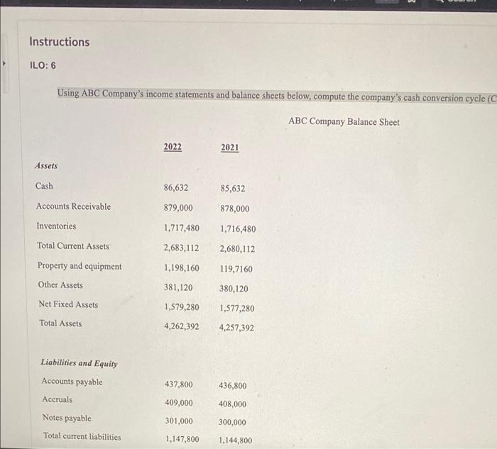 Solved Using ABC Company’s income statements and balance | Chegg.com