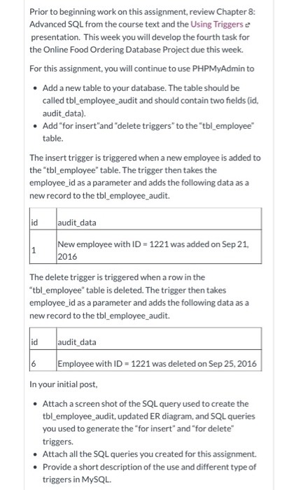Solved Continue to use PHPMyAdmin to add these tables. | Chegg.com