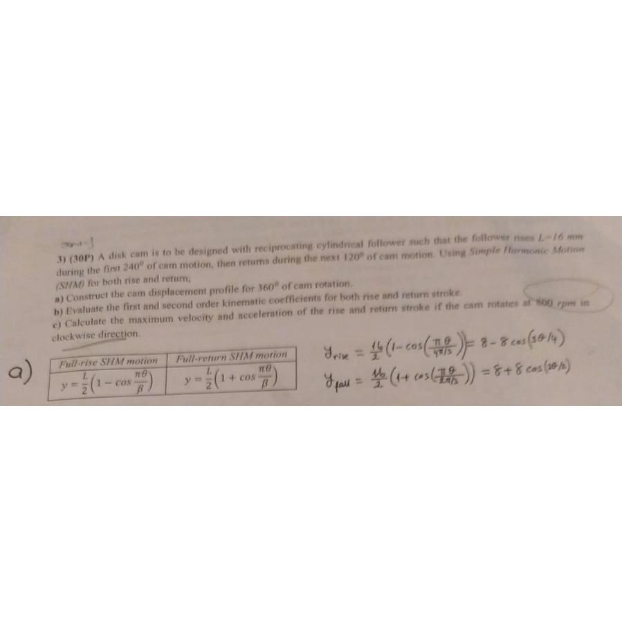 Solved A disk cam is to be designed with reciprocating