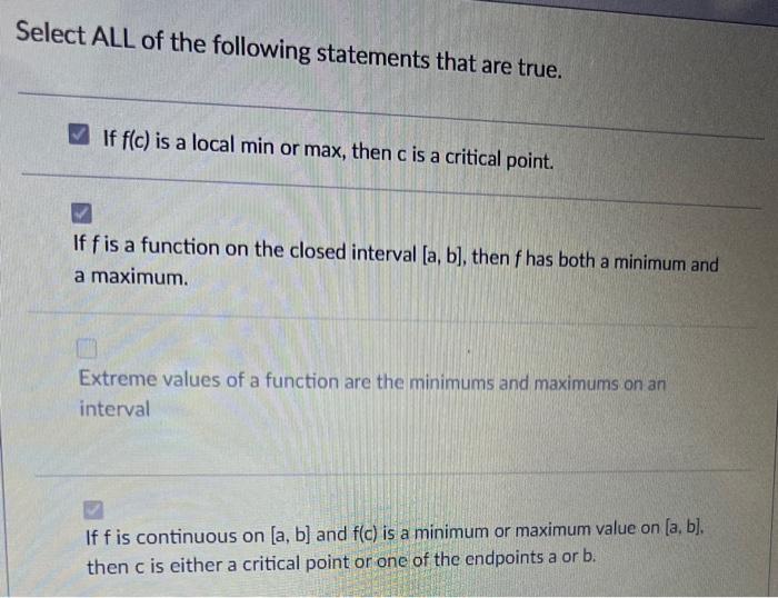 Solved Select ALL of the following statements that are true. | Chegg.com