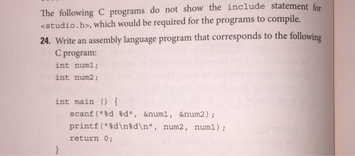 Solved The following C programs do not show the include | Chegg.com