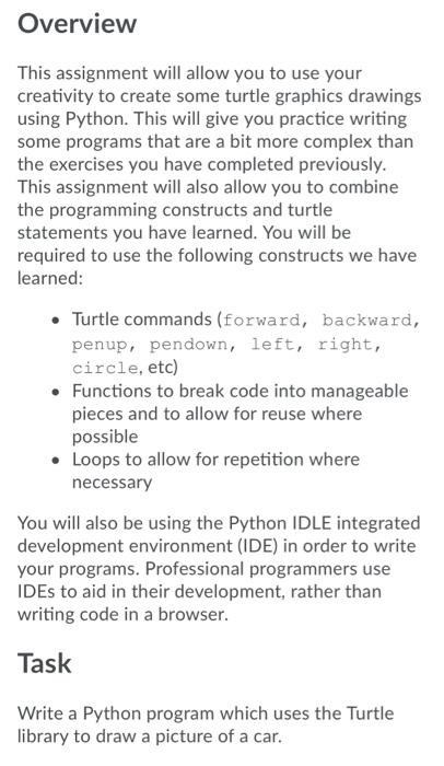 Solved Overview This assignment will allow you to use your | Chegg.com