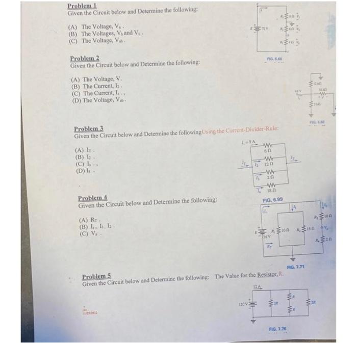 Solved Problem 1 Grven the Circuit below and Determine the | Chegg.com