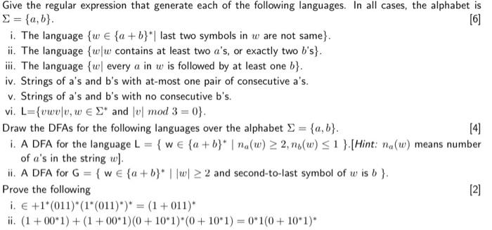 Solved Give The Regular Expression That Generate Each Of The | Chegg.com