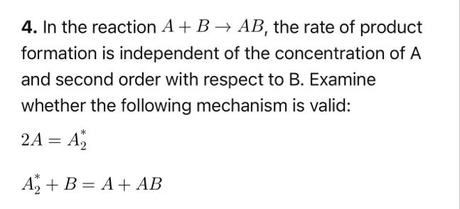 Solved In the reaction A B→AB, ﻿the rate of product | Chegg.com