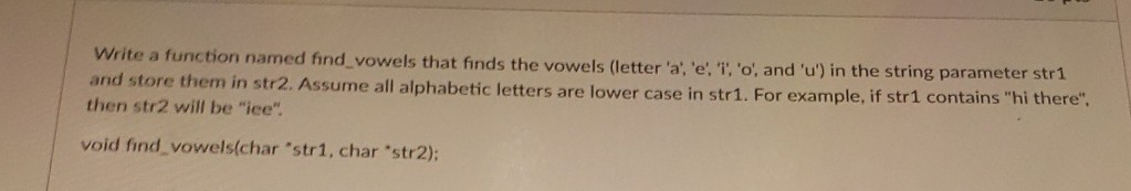 Solved Write a function named find vowels that finds the | Chegg.com