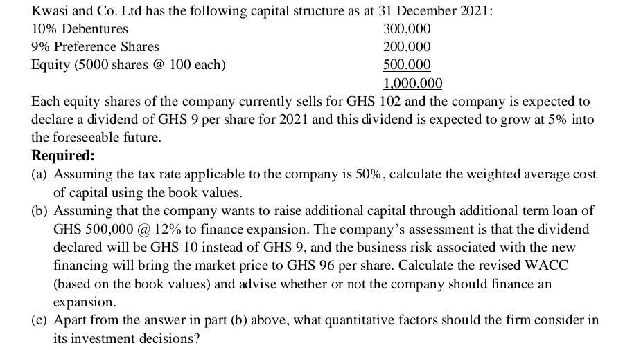 Solved Each equity shares of the company currently sells for | Chegg.com