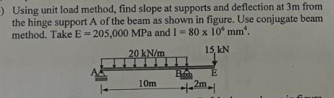 Solved ) Using unit load method, find slope at supports and | Chegg.com