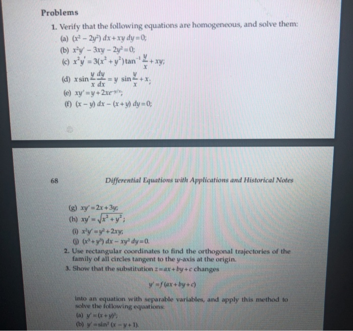 Problems 1 Verify That The Following Equations Are Chegg Com