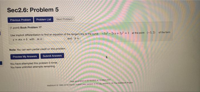 Solved Sec2.6: Problem 5 Previous Problem Problem List Next | Chegg.com