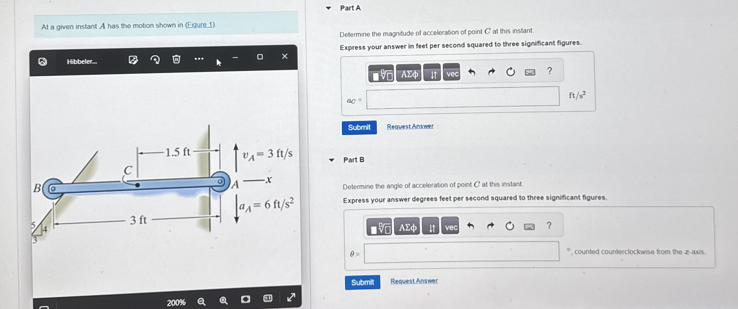 Solved At a given instant A has the motion shown in (Figure | Chegg.com