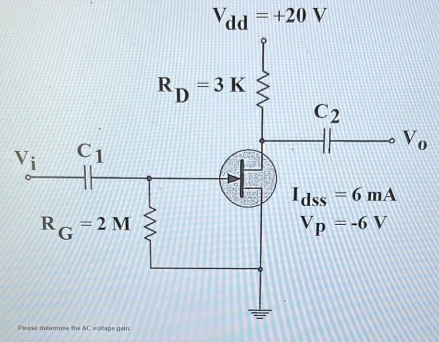 Solved Please determine the AC voltage gain | Chegg.com