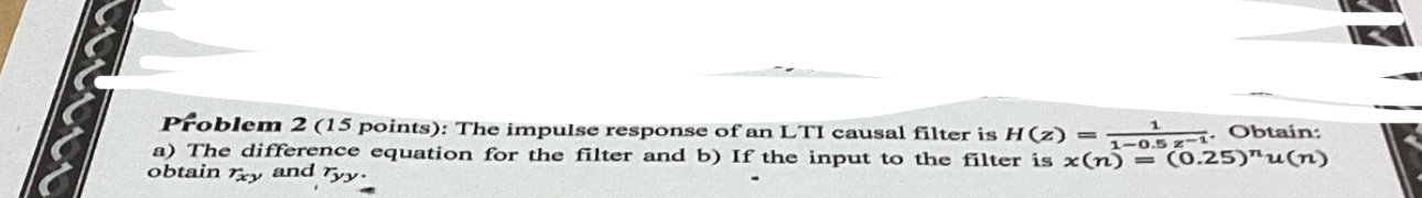 Solved Problem 2 ( 15 ﻿points): The impulse response of an | Chegg.com