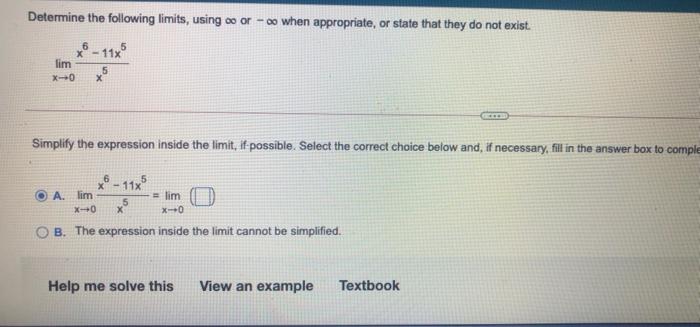 Solved Determine the following limits, using oor - co when | Chegg.com