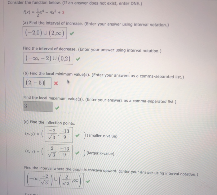 Solved Consider the function below. (If an answer does not | Chegg.com