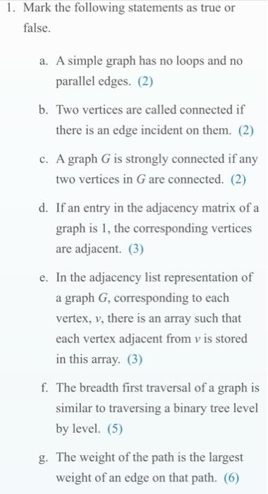 Solved Mark the following statements as true or false. a. A | Chegg.com