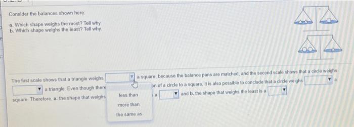 Solved Consider the balances shown here: a. Which shape | Chegg.com