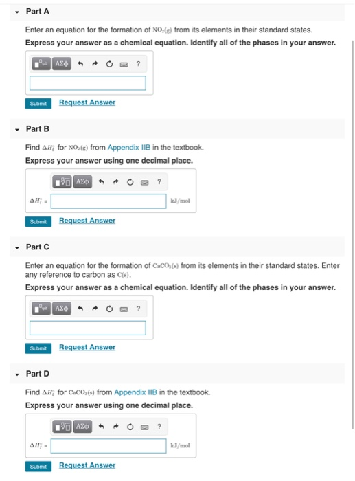 Solved - Part A Enter an equation for the formation of | Chegg.com