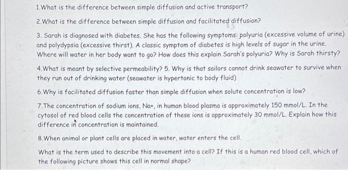 Solved 1. What is the difference between simple diffusion | Chegg.com