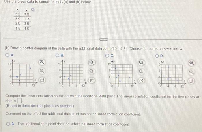 Solved Use the given data to complete parts (a) and (b) | Chegg.com