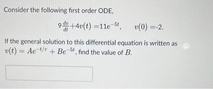 Solved Consider The Following First Order ODE, | Chegg.com