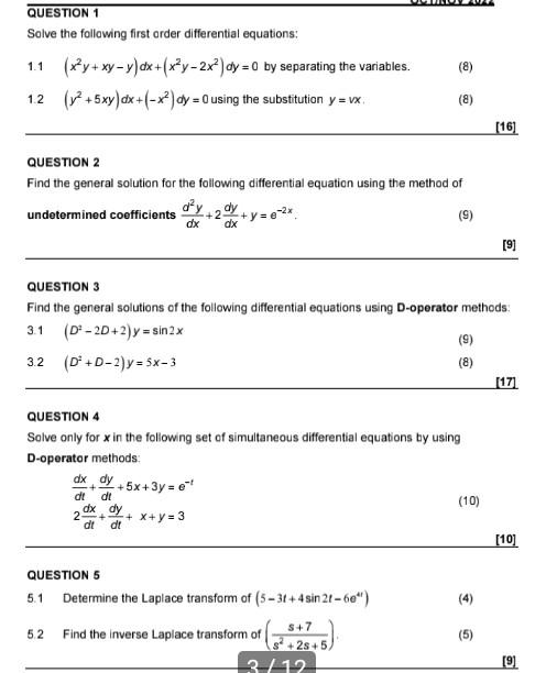 Solved Solve the following first order differential | Chegg.com