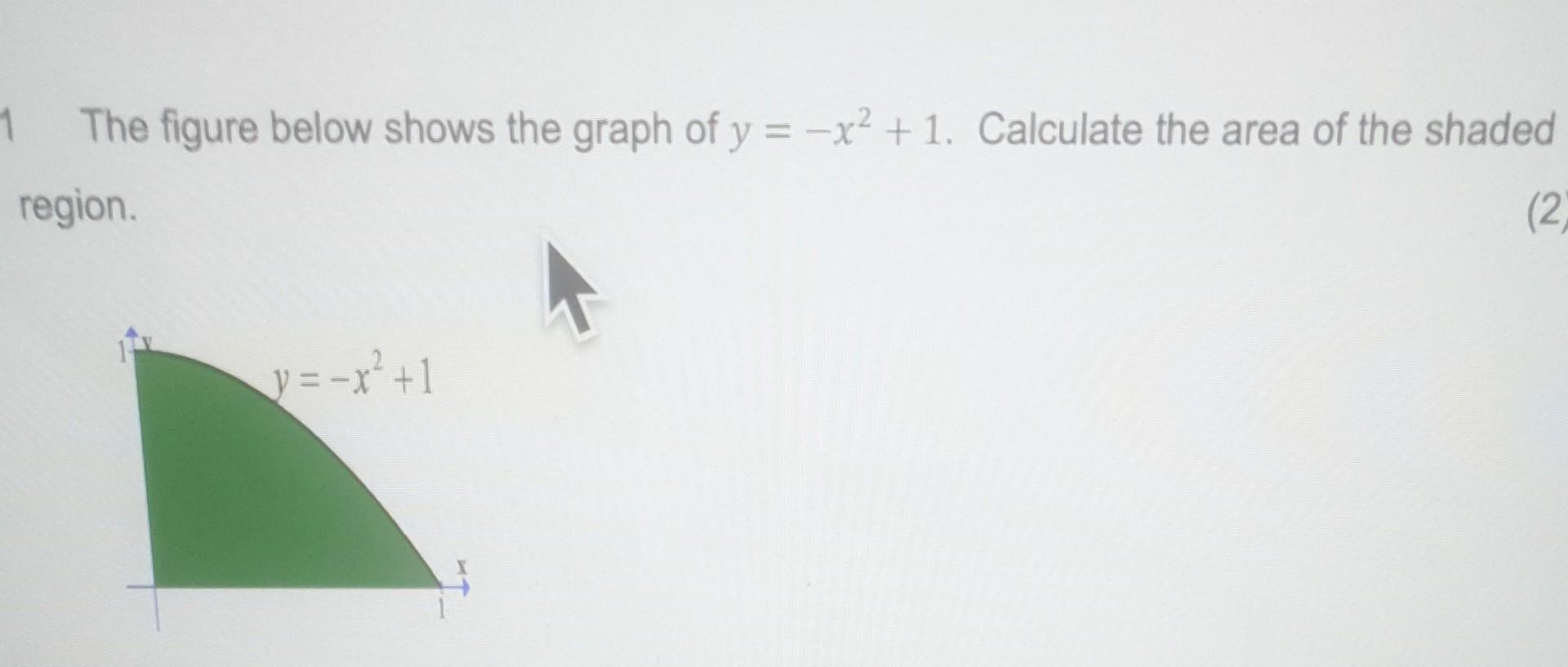 Solved 1 The figure below shows the graph of y = –x² +1. | Chegg.com