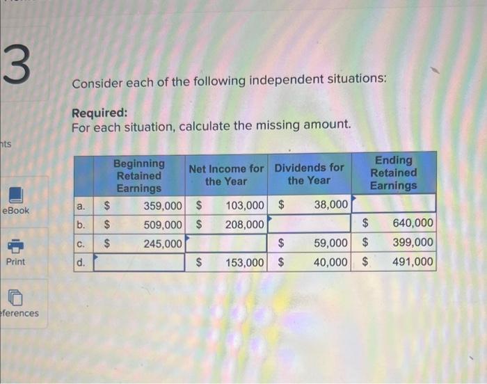 Solved Consider Each Of The Following Independent | Chegg.com