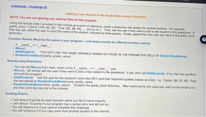 Solved Adding a new student to the Grade Book using a | Chegg.com