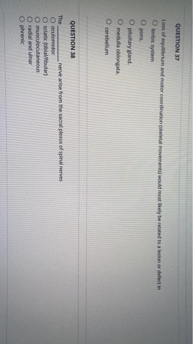 Solved QUESTION 37 Loss Of Equilibrium And Motor Chegg