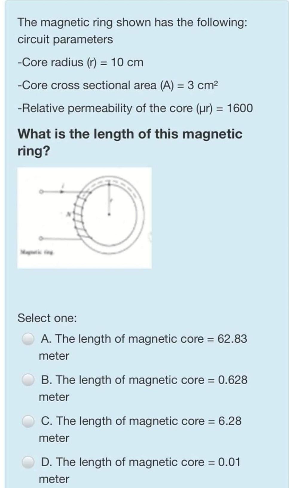 Solved The magnetic ring shown has the following: circuit | Chegg.com