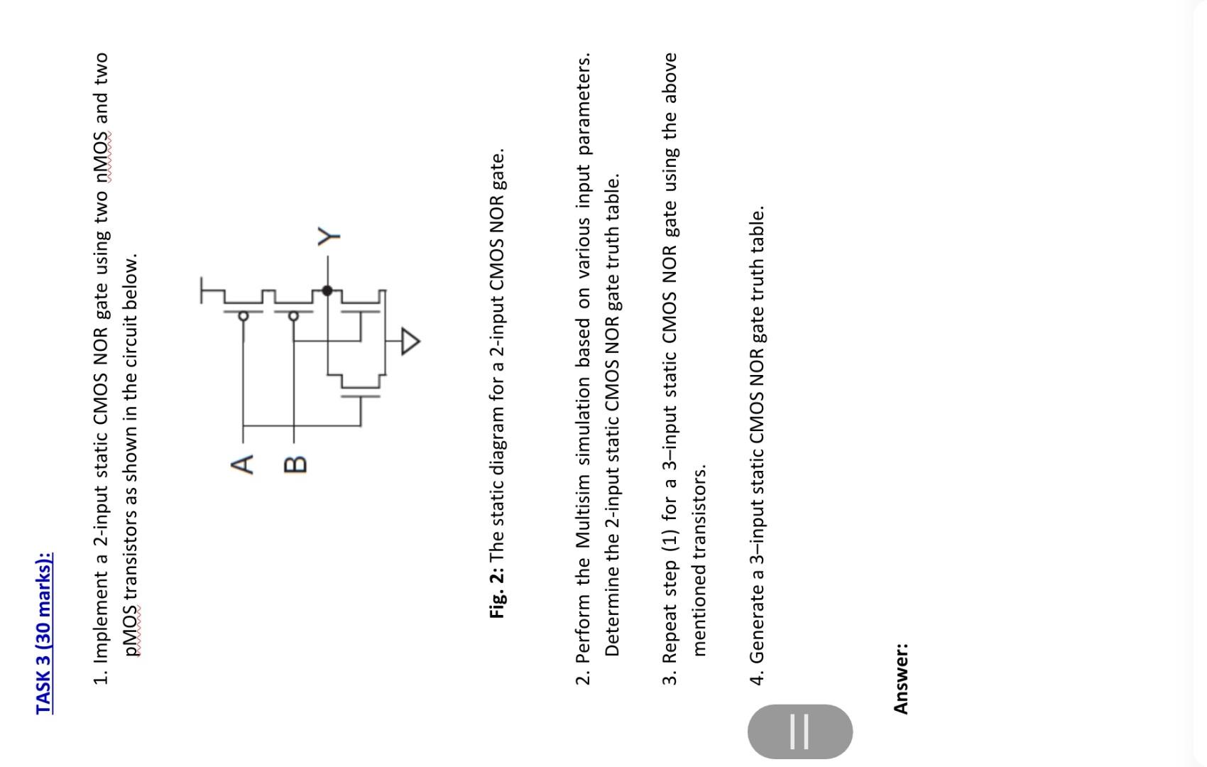 Solved TASK 3 (30 marks): 1. Implement a 2-input static CMOS | Chegg.com