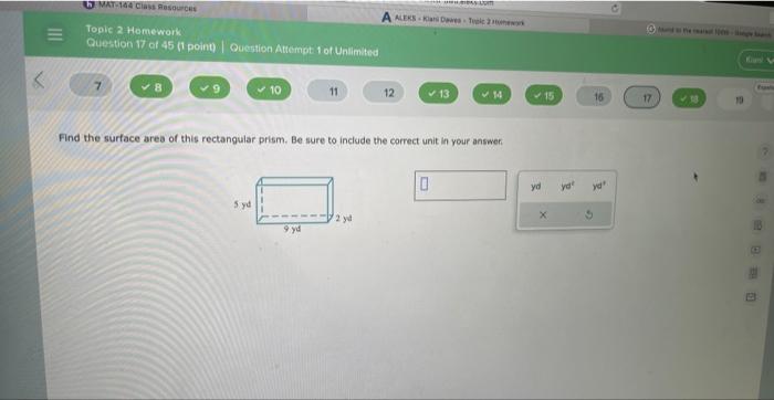 Find the surface area of this rectangular prism. Be sure to inciude the correct unit in your answer: