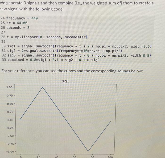 Solved Ne generate 3 signals and then combine (i.e., the | Chegg.com