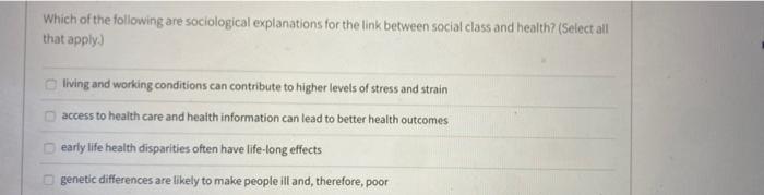 Solved Which Of The Following Are Sociological Explanations | Chegg.com