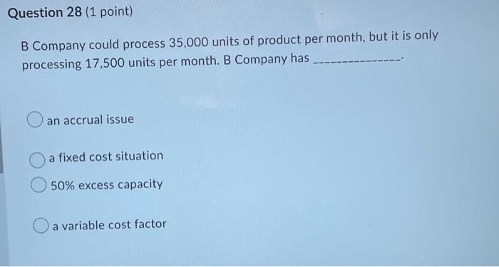 Solved Question 28 (1 Point) B Company Could Process 35,000 | Chegg.com