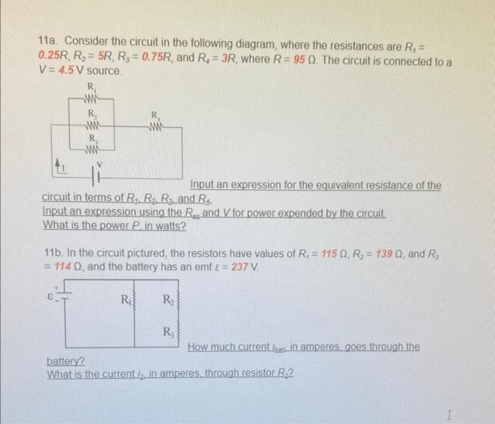 Solved 11a. Consider the circuit in the following diagram, | Chegg.com