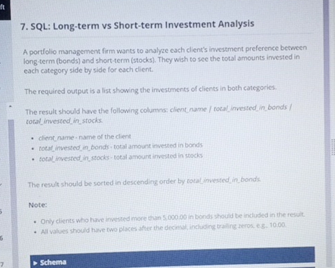 Solved SQL: Long-term vs Short-term Investment AnalysisA | Chegg.com