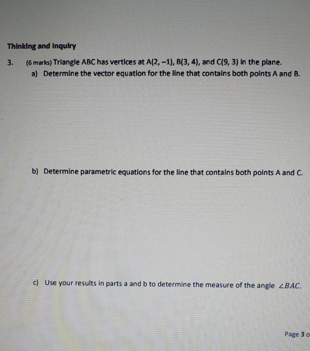 Solved (6 marks) Find the vector equation of a plane a) | Chegg.com