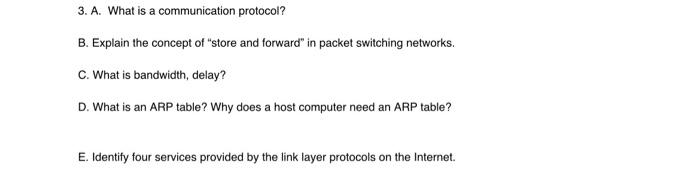 Solved 3. A. What Is A Communication Protocol? B. Explain | Chegg.com