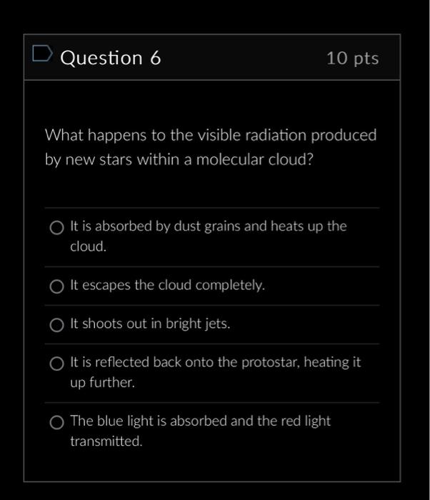 Solved Question 6 10 pts What happens to the visible | Chegg.com