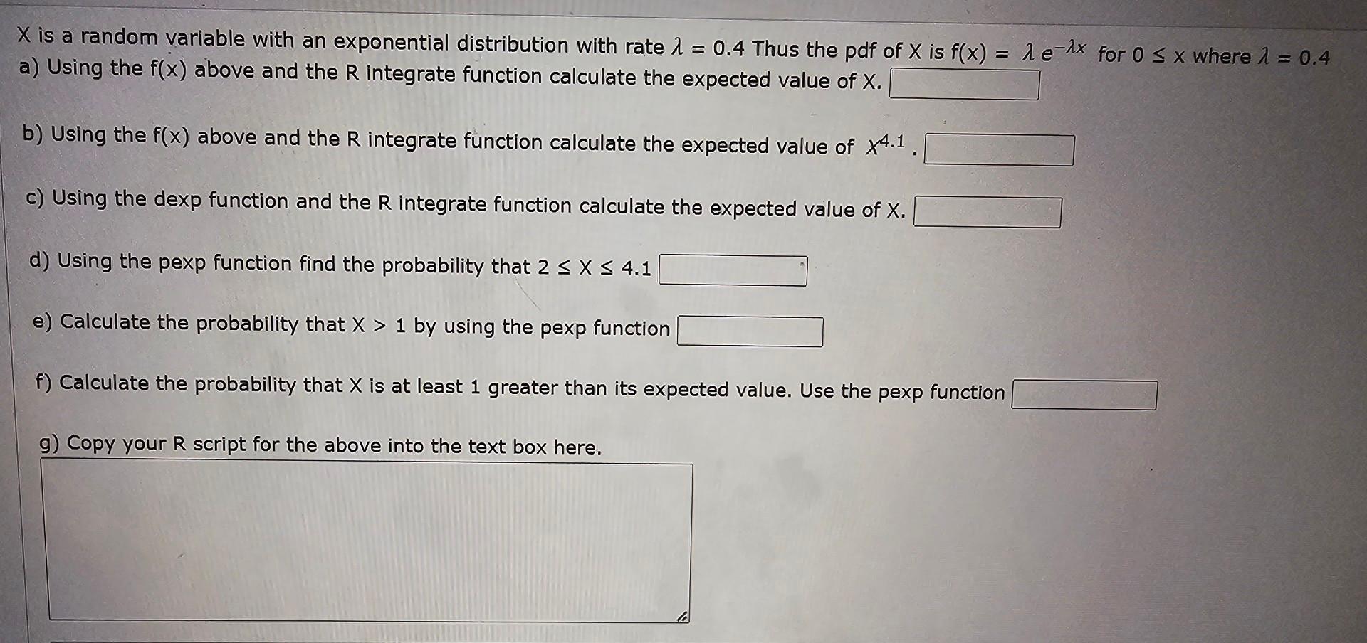 Solved X is a random variable with an exponential | Chegg.com